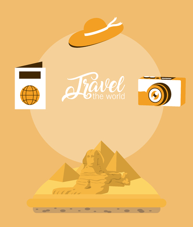 Travel the world with pyramid egypts and symbols vector illustration graphic designのイラスト素材