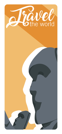 Travel the world card with rapa nui rocks vector illustration graphic designのイラスト素材