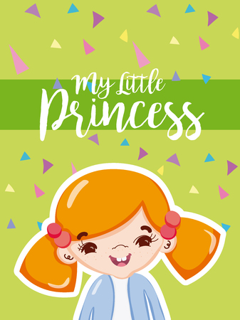 My little princess with beautiful girl cartoon vector illustration graphic designのイラスト素材