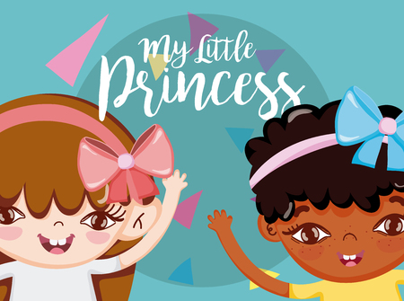My little princess cute girls friends cartoons vector illustration graphic designのイラスト素材