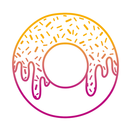 degraded line delicious donut sweet pastry food vector illustrationのイラスト素材