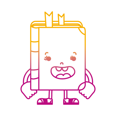 degraded line kawaii happy book with arms and legs vector illustrationのイラスト素材