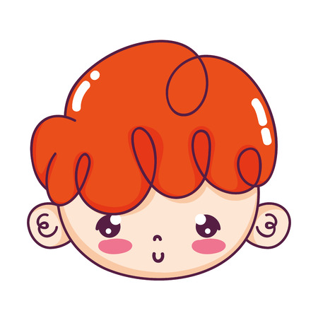 nice boy head with curly hair vector illustrationのイラスト素材