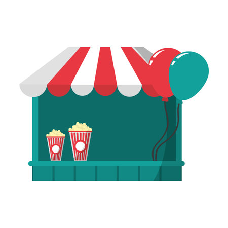 carnival store festival with popcorn and balloons vector illustrationのイラスト素材