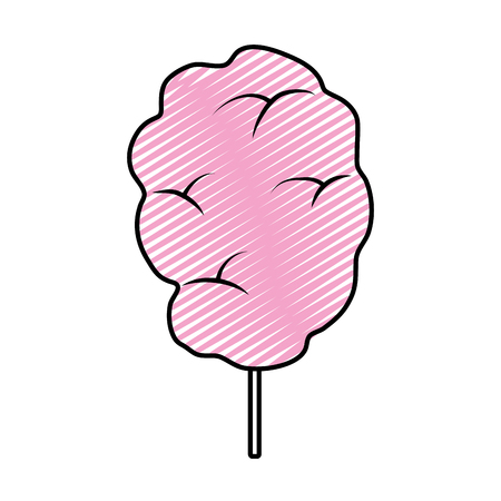 doodle sweet fluffy candy floss snack vector illustrationのイラスト素材
