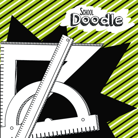 School elements rulers doodles cartoon over striped background vector illustration graphic designのイラスト素材