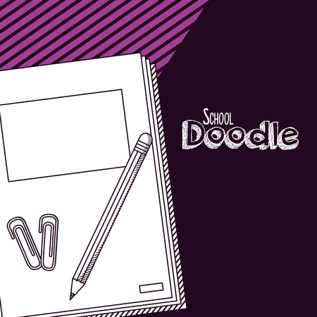 School elements books and pencil doodles cartoon vector illustration graphic designのイラスト素材