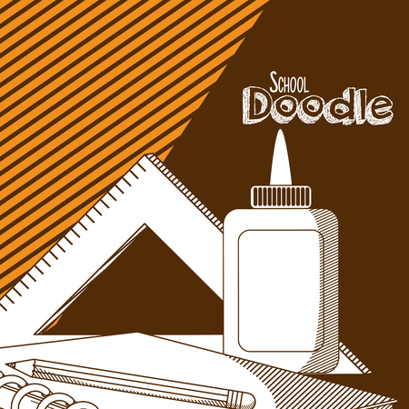 School elements ruler and glue with book doodles cartoon vector illustration graphic designのイラスト素材