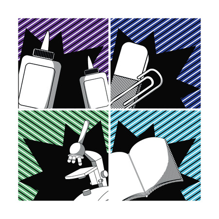Set of school doodle and supplies cartoons collection vector illustration graphic designのイラスト素材