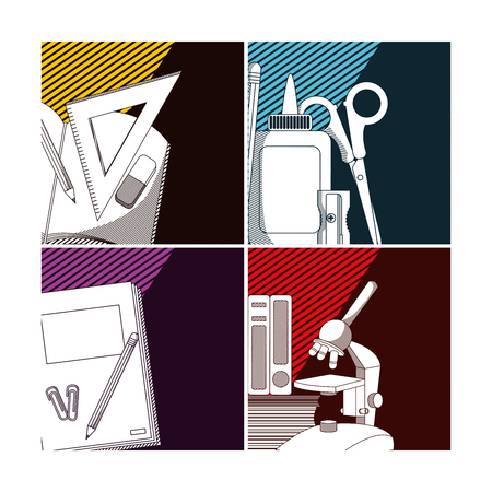 Set of school doodle and supplies cartoons collection vector illustration graphic designのイラスト素材