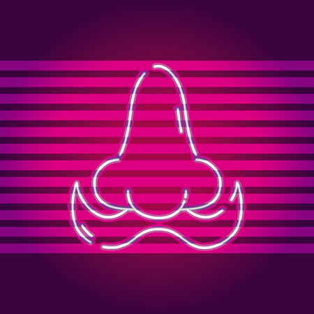 Mustache neon light sign advertising vector illustration graphic designのイラスト素材