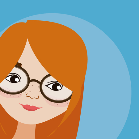 Young woman with glasses and blonde hair vector illustration graphic designのイラスト素材
