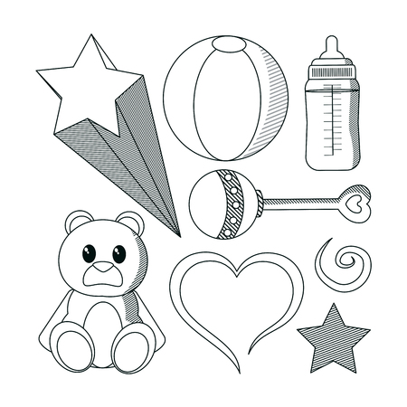 Set of kids toys doodle cartoons vector illustration graphic designのイラスト素材