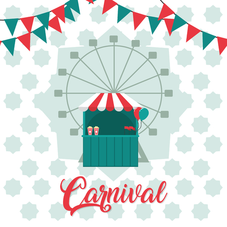 Carnival festival with stand and pennants vector illustration graphic designのイラスト素材