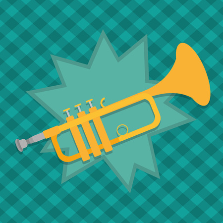Trumpet music instrument cartoon over blue background vector illustration graphic designのイラスト素材