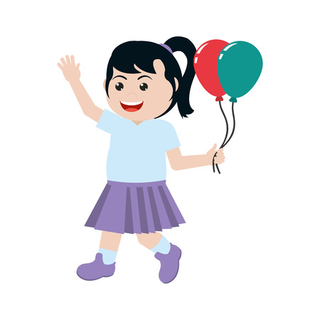 beauty girl with nice balloons design vector illustrationのイラスト素材
