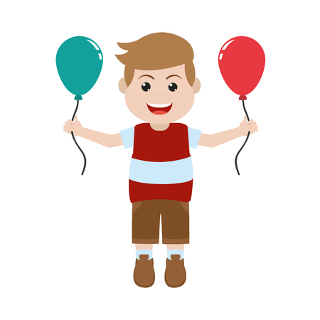 cute boy with nice balloons design vector illustrationのイラスト素材