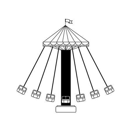 line mechanical swing chair carnival game vector illustrationのイラスト素材