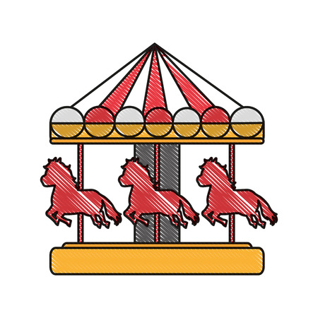 doodle mechanical horse ride carnival game vector illustrationのイラスト素材