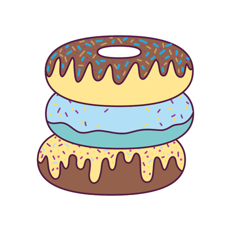delicious fresh donuts sweet snack vector illustrationのイラスト素材