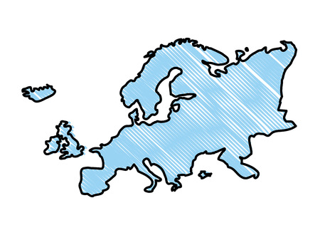 doodle europe continent geography map design vector illustrationのイラスト素材
