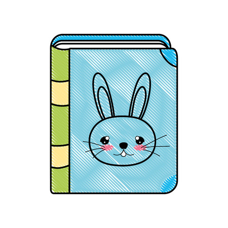 doodle education rabbit book object style vector illustrationのイラスト素材