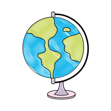 doodle circle global geography map deskのイラスト素材