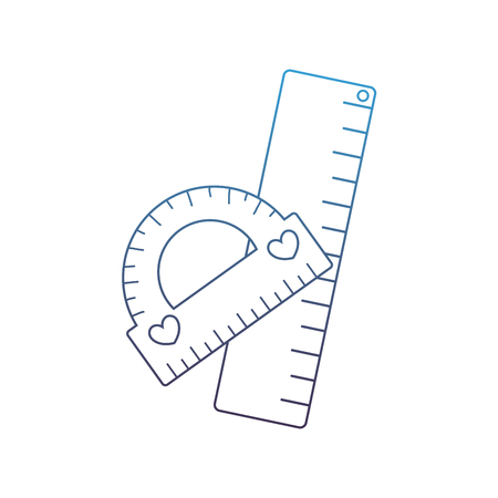 degraded line protactor and ruler school utensils style vector illustrationのイラスト素材