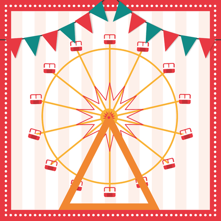 Festival ferris wheel with pennants vector illustration graphic designのイラスト素材