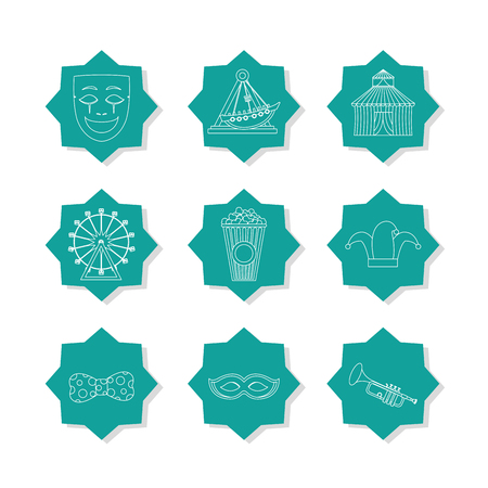 Set of carnival icons collection vector illustration graphic designのイラスト素材