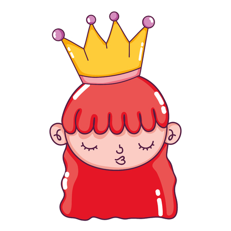 nice girl head with crown and hairstyle vector illustrationのイラスト素材
