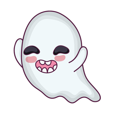 funny ghost character with closed eyes vector illustrationのイラスト素材