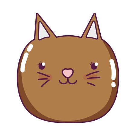 happy cat head nice animal vector illustrationのイラスト素材