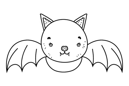 outline cute bat wild animal flying vector illustrationのイラスト素材