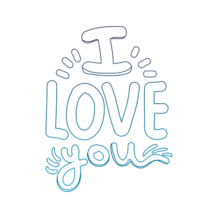 degraded outline i love you message romantic style vector illustrationのイラスト素材