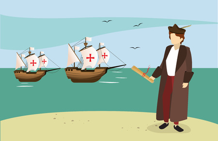 Columbus discovering america avatar cartoon vector illustration graphic dsignのイラスト素材