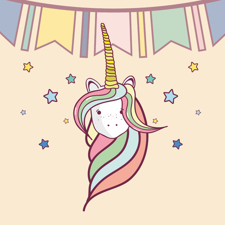 birthday, party, unicorn, birthday party with unicorn cartoon vector illustration graphic designのイラスト素材