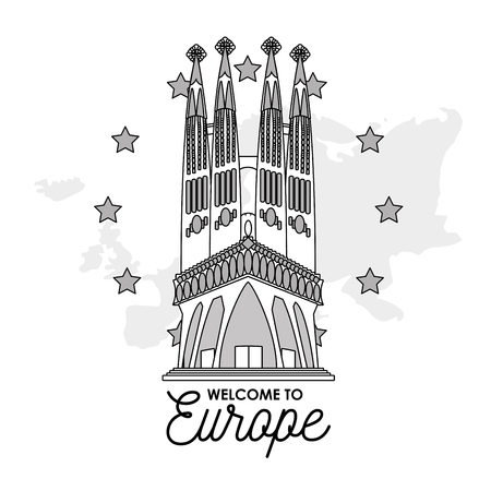 Welcome to europe card with monument and building vector illustration graphic dsignのイラスト素材