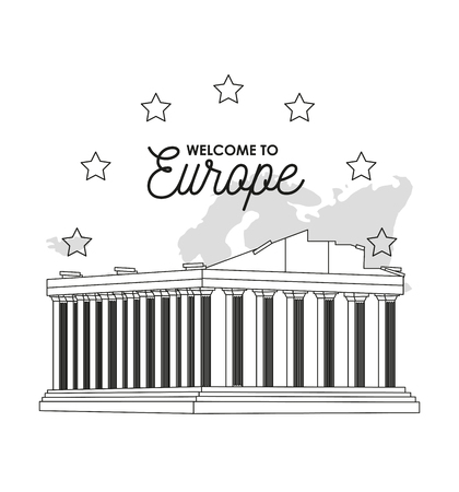 Welcome to europe card with monument and buildingのイラスト素材
