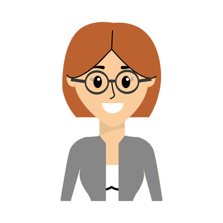woman with elegant blouse wearing glasses vector illustrationのイラスト素材