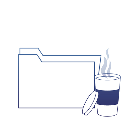degraded outline folder file archive and hot coffee vector illustrationのイラスト素材