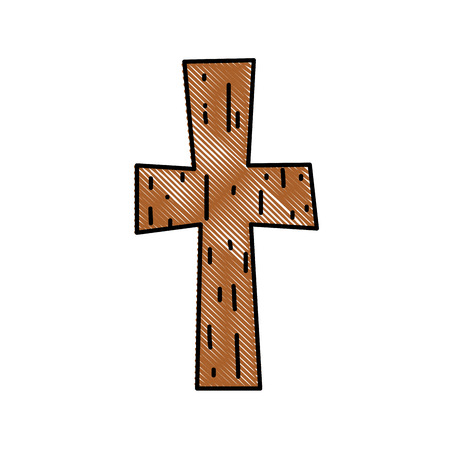 grated religion wood cross catholic symbolのイラスト素材