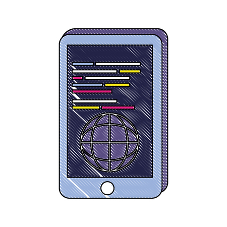 grated smartphone global programming code technology vector illustrationのイラスト素材