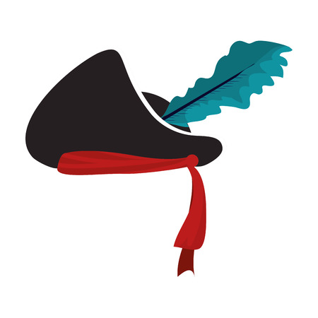 hat pirate accessory with feather style vector illustrationのイラスト素材