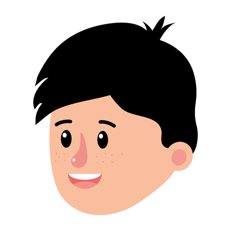 happy boy head with cute hairstyle vector illustrationのイラスト素材