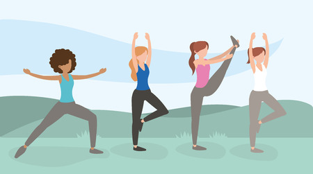healthy women training exercise lifestyle vector illustrationのイラスト素材