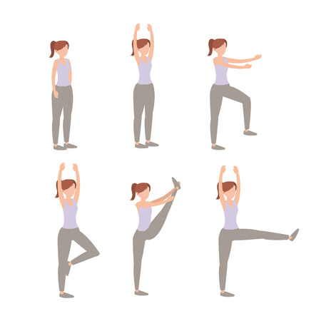 set woman lifestyle training exercise vector illustrationのイラスト素材