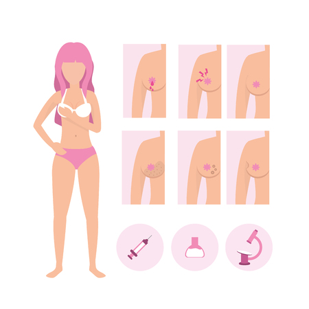 breast cancer tumor illness prevention vector illustrationのイラスト素材
