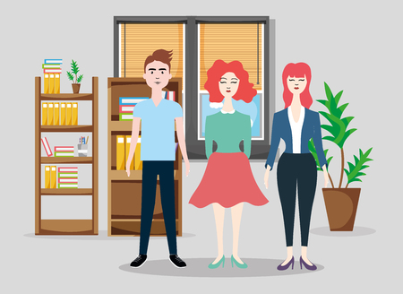 Business coworker at office cartoon scenery vector illustration graphic designのイラスト素材