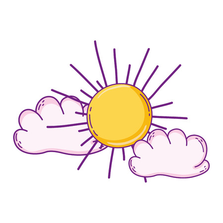Sun and clouds cartoon vector illustration graphic designのイラスト素材